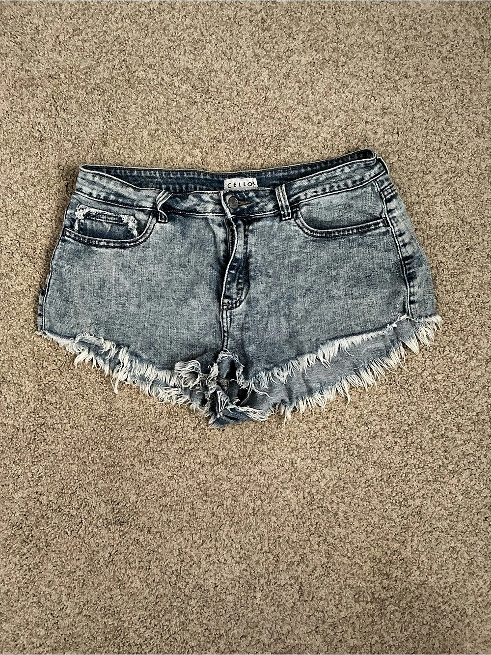 Cello Distressed Denim Cutoff Shorts in Blue